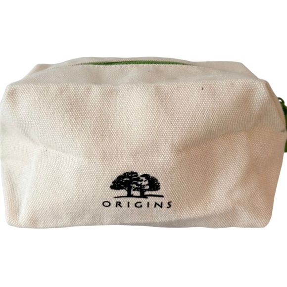 Origins Beige Canvas Cosmetic Makeup Toiletries Zip Travel Pouch Bag - Picture 1 of 11